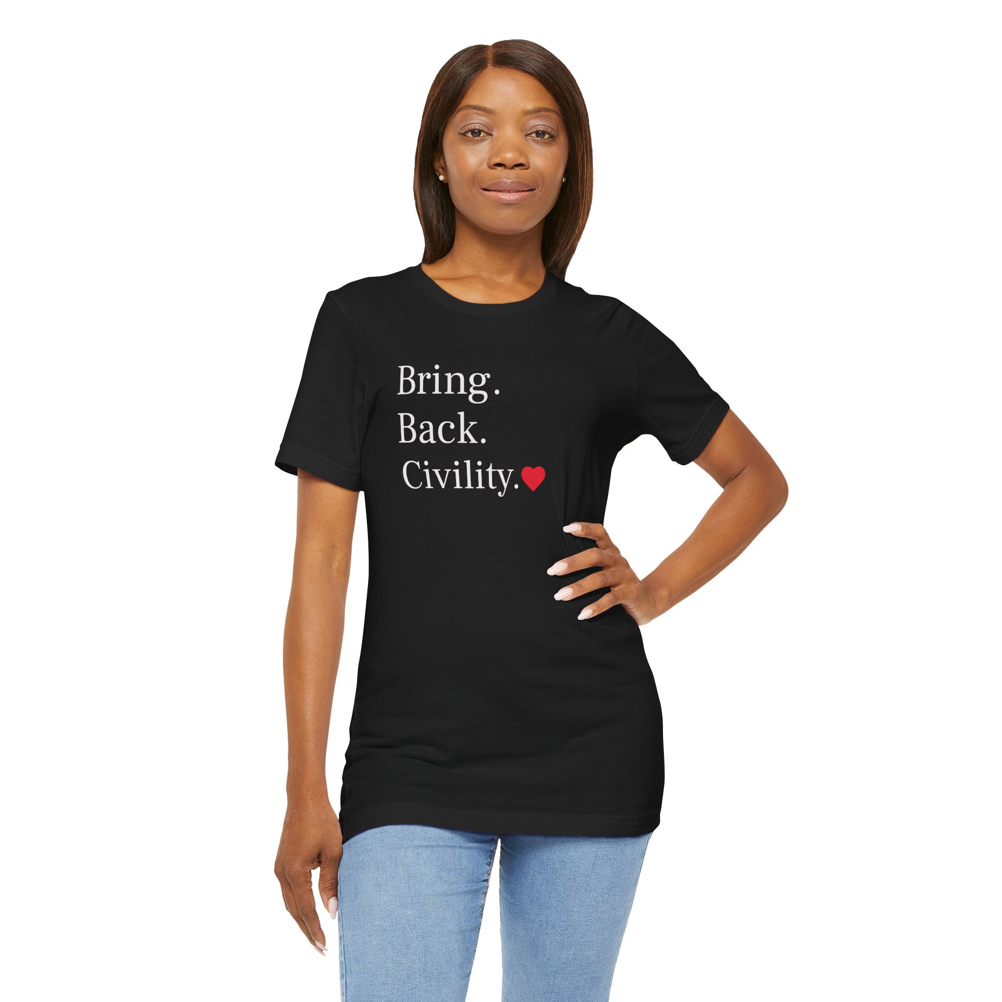 Bring Back Civility Info Tee - Unisex Jersey Short Sleeve Tee
