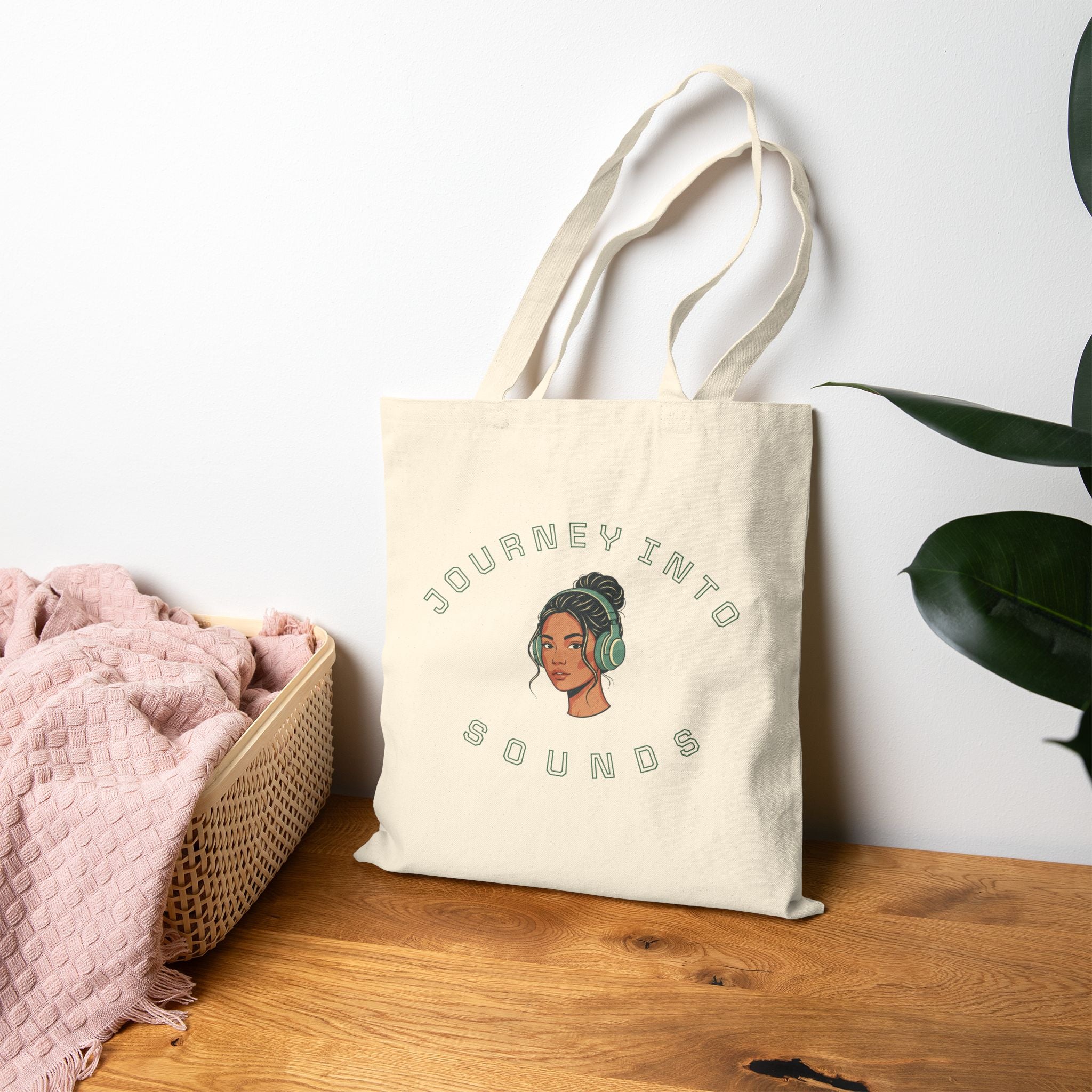 Journey Into Sounds Canvas Tote — Music Lover Eco Grocery Bag