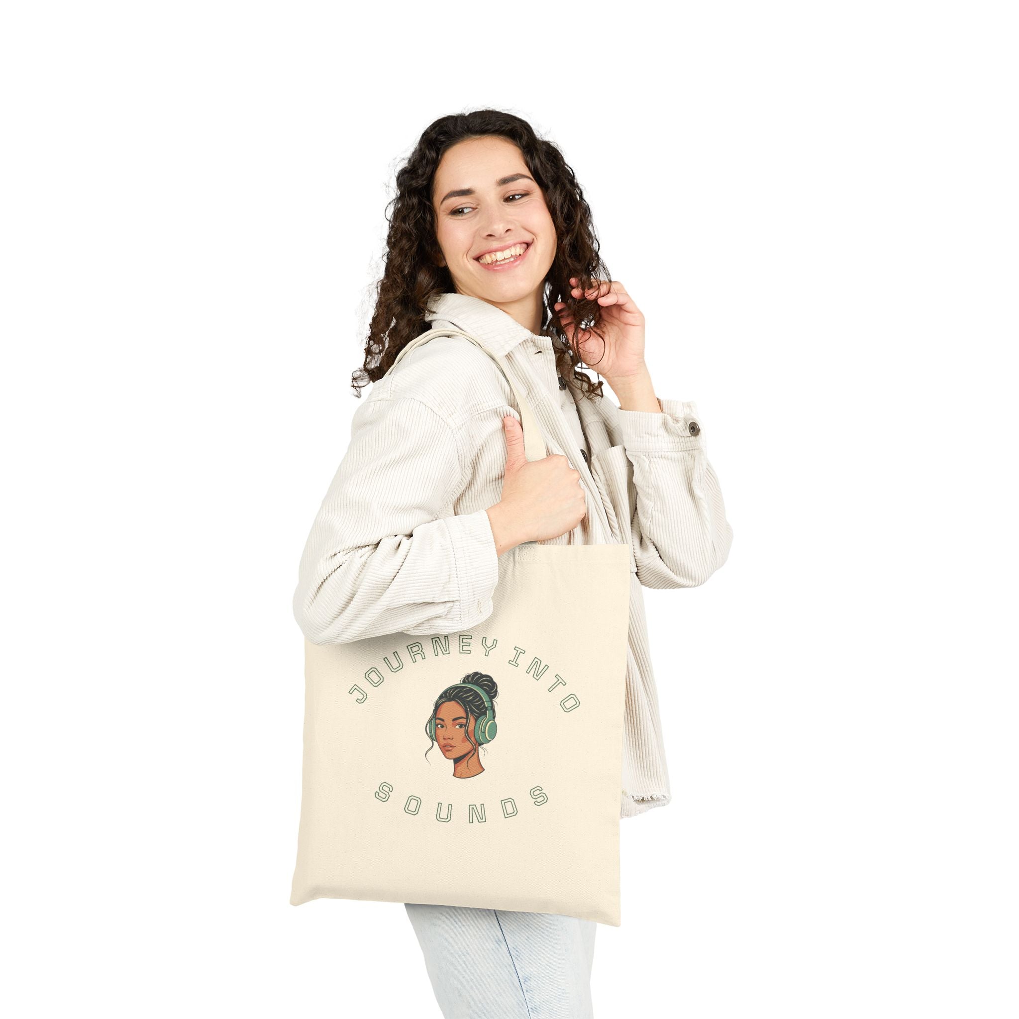 Journey Into Sounds Canvas Tote — Music Lover Eco Grocery Bag