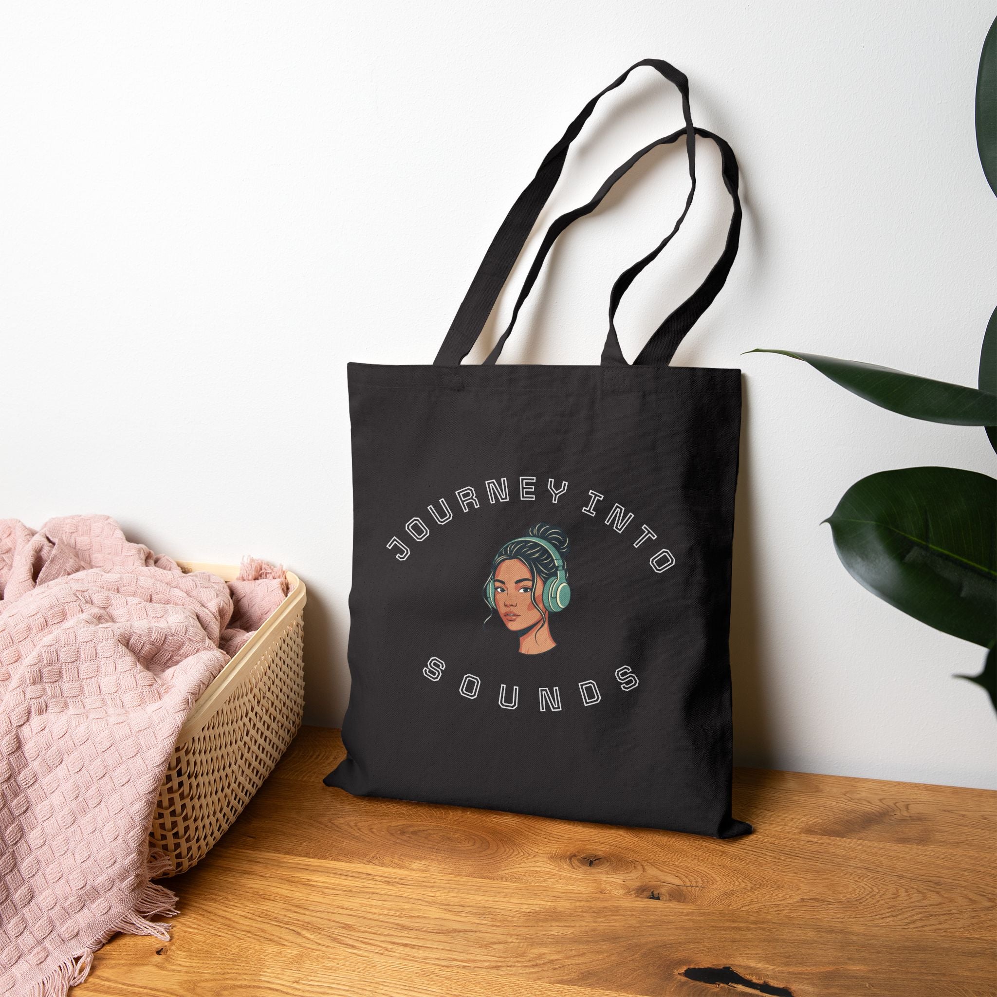 Journey Into Sounds Canvas Tote — Music Lover Eco Grocery Bag