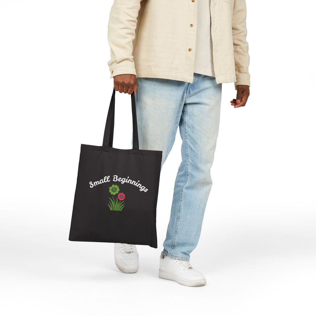 "Small Beginnings" Floral Cotton Canvas Market Tote