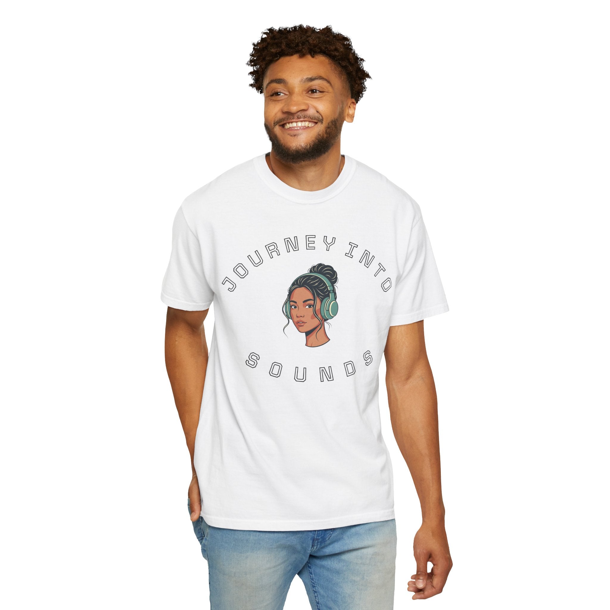 Journey Into Sounds T-Shirt — Retro Headphones Graphic Tee