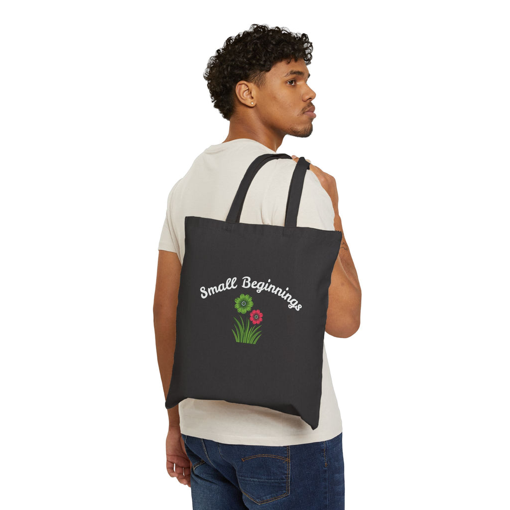 "Small Beginnings" Floral Cotton Canvas Market Tote