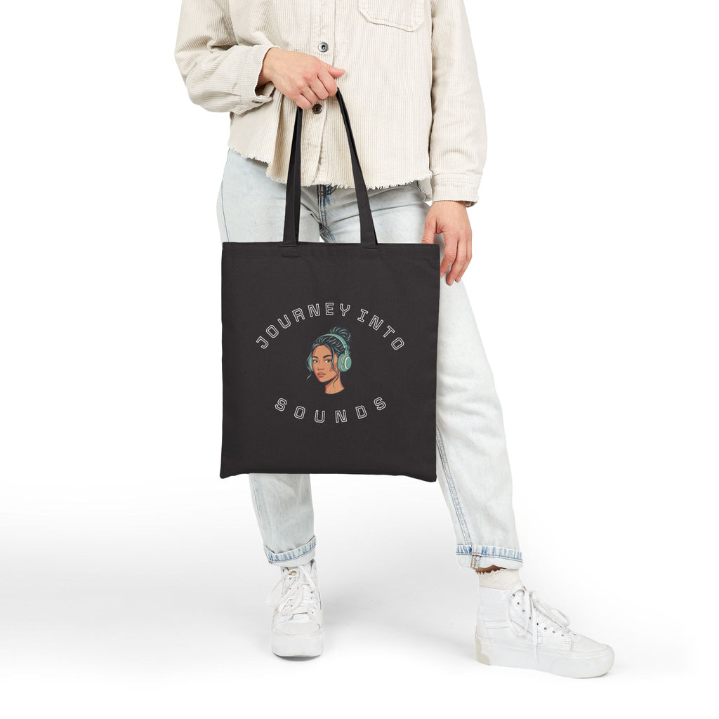 Journey Into Sounds Canvas Tote — Music Lover Eco Grocery Bag