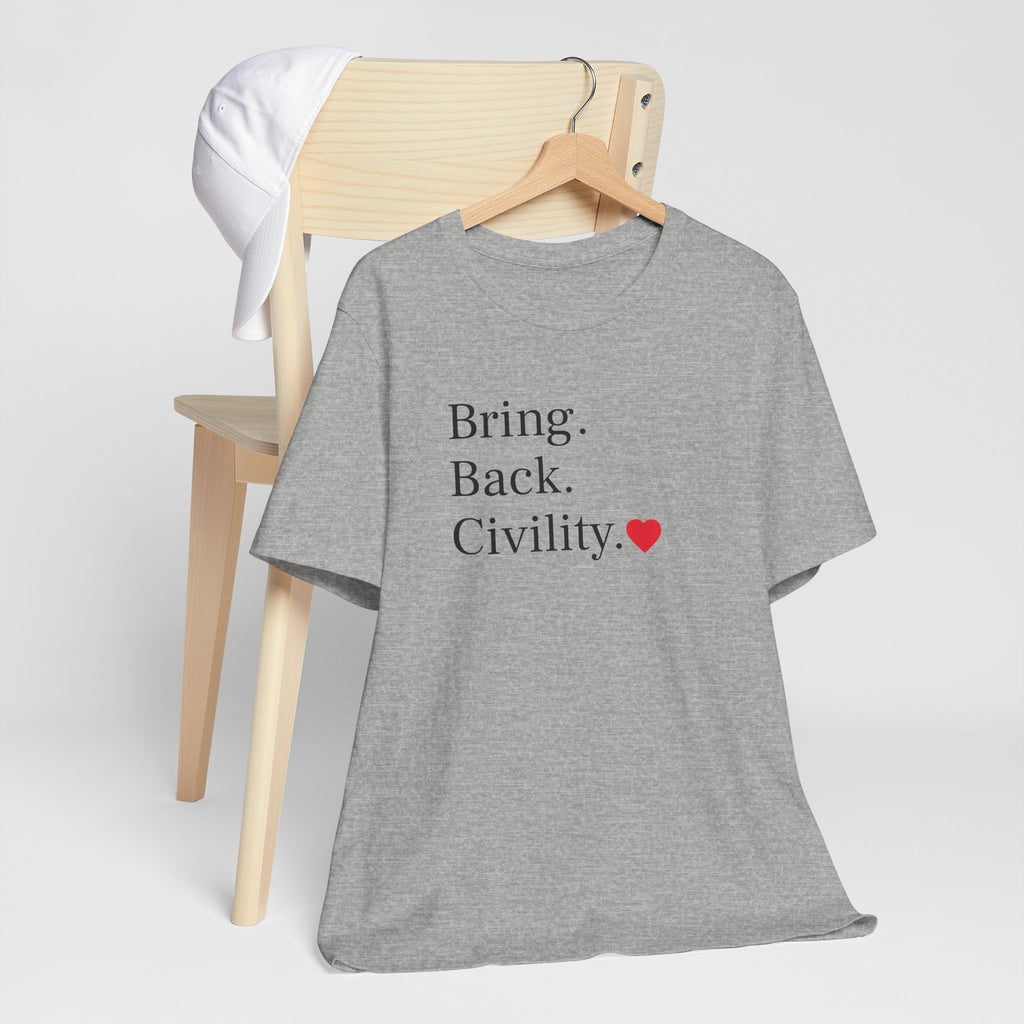 Bring Back Civility Info Tee - Unisex Jersey Short Sleeve Tee