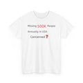 500K Missing People Info Tee — Thought-Provoking T-shirt Inspiring Curiosity and Action
