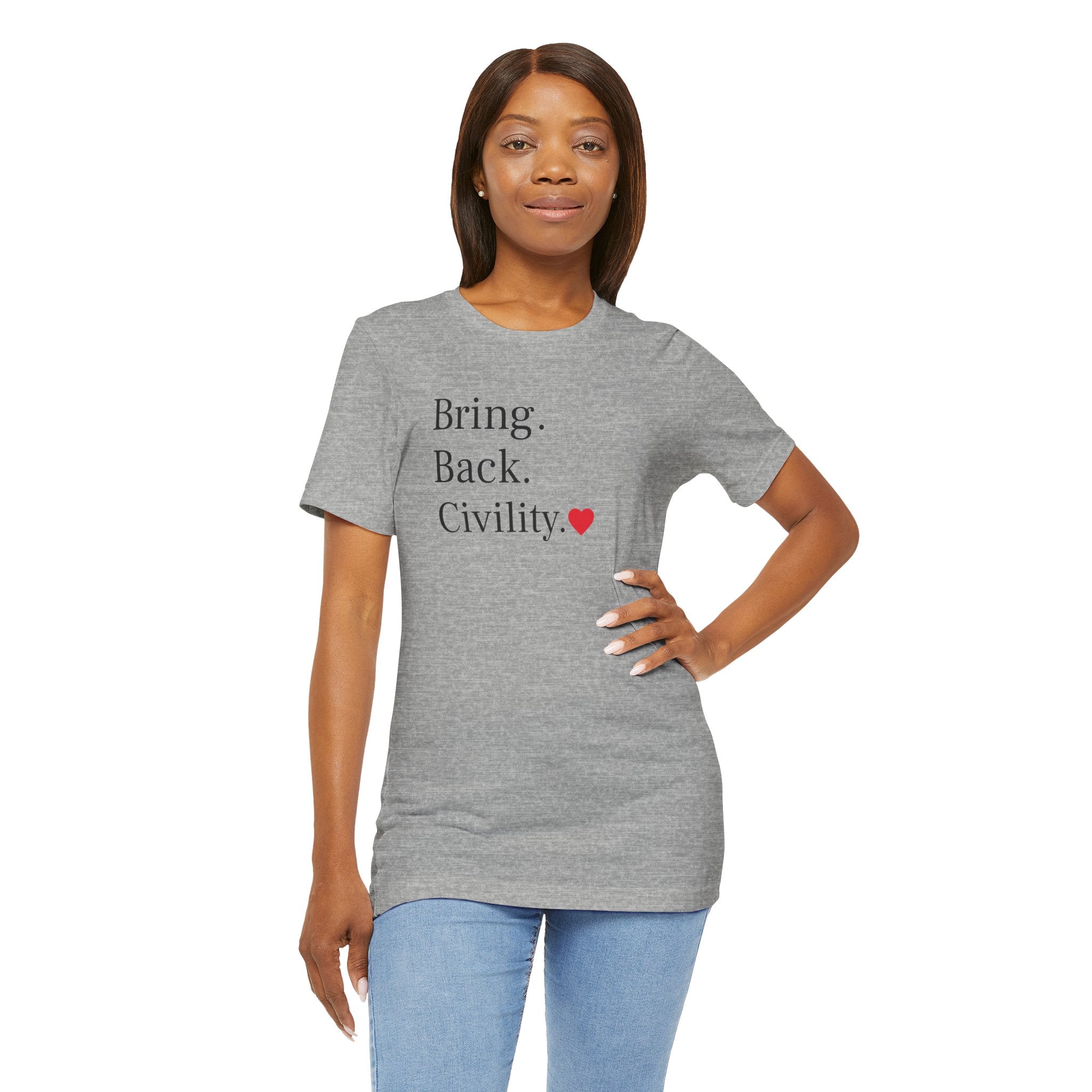 Bring Back Civility Info Tee - Unisex Jersey Short Sleeve Tee