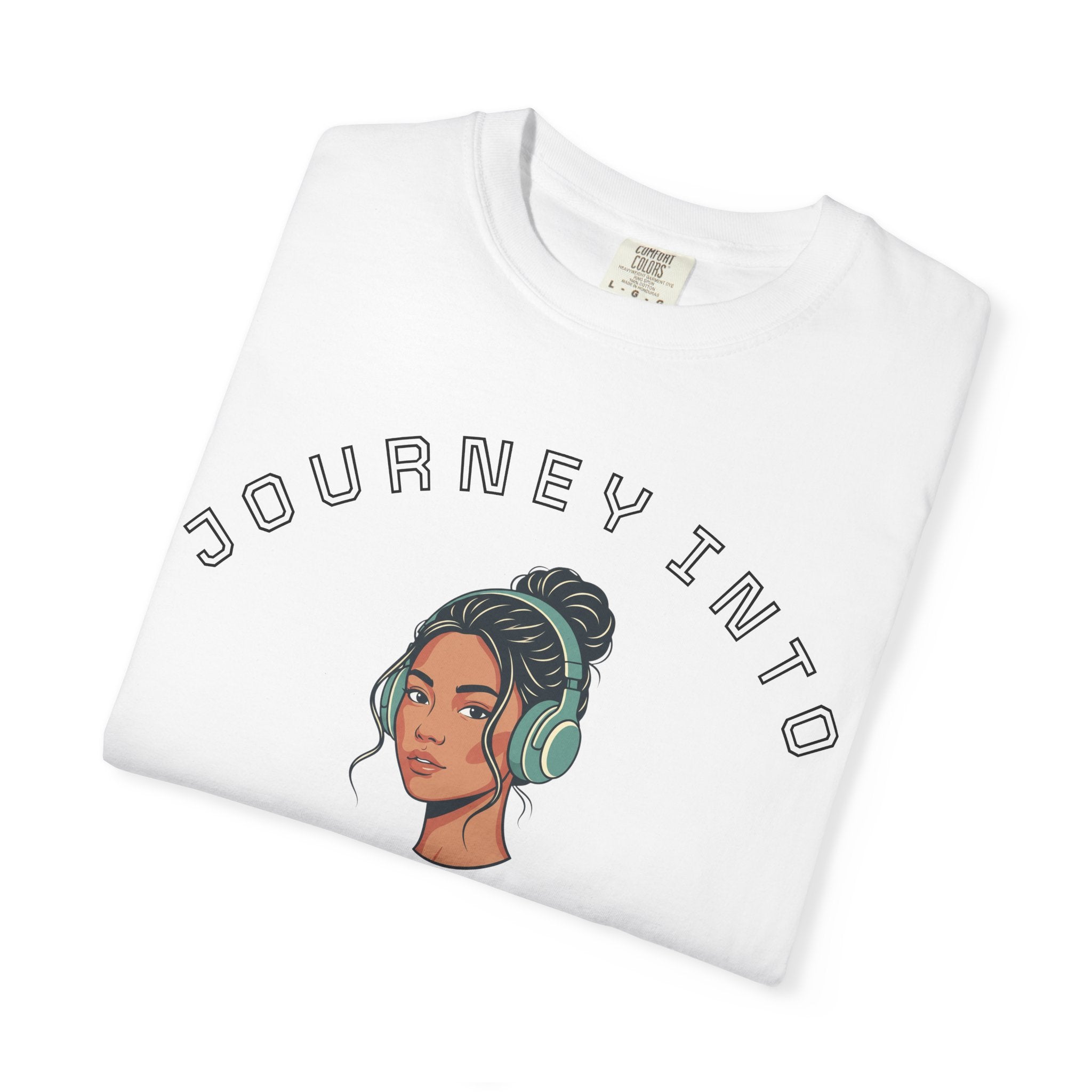 Journey Into Sounds T-Shirt — Retro Headphones Graphic Tee