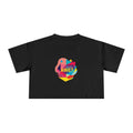 Women's Crop Tee — Colorful "Found Awe?" Geometric Graphic Crop Top