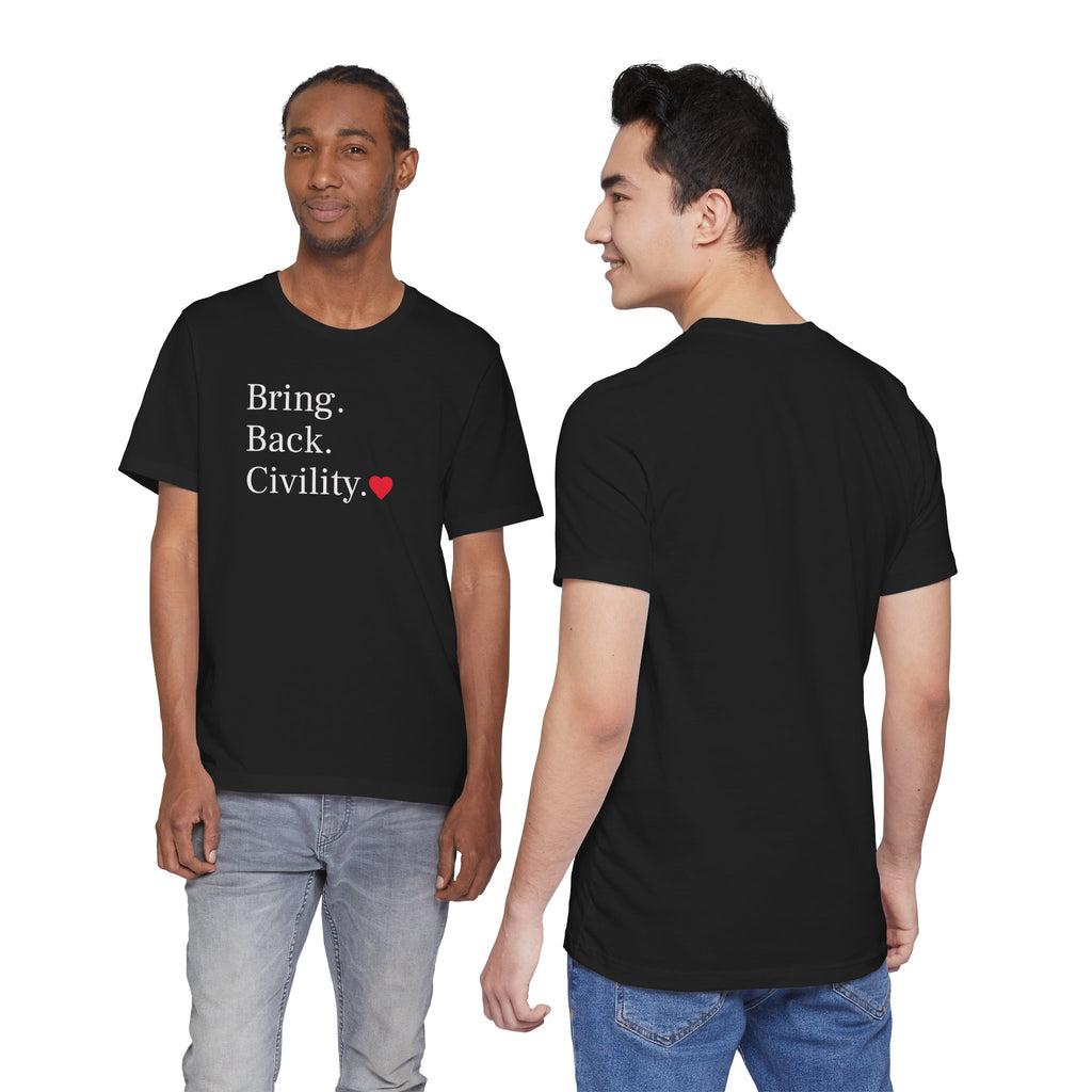 Bring Back Civility Info Tee - Unisex Jersey Short Sleeve Tee