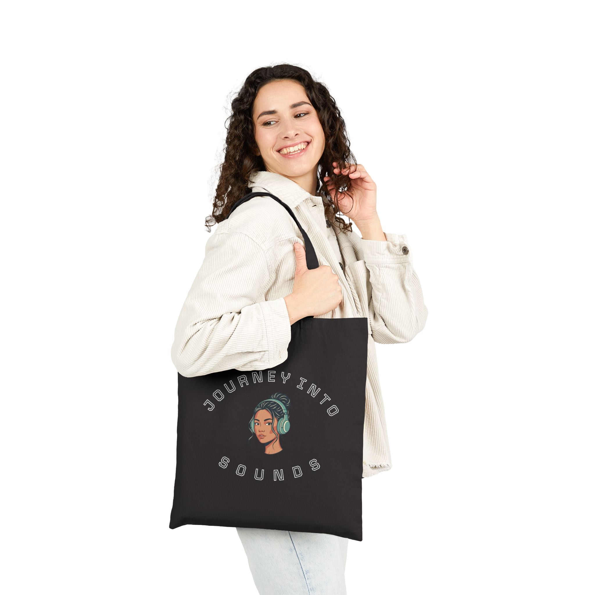 Journey Into Sounds Canvas Tote — Music Lover Eco Grocery Bag