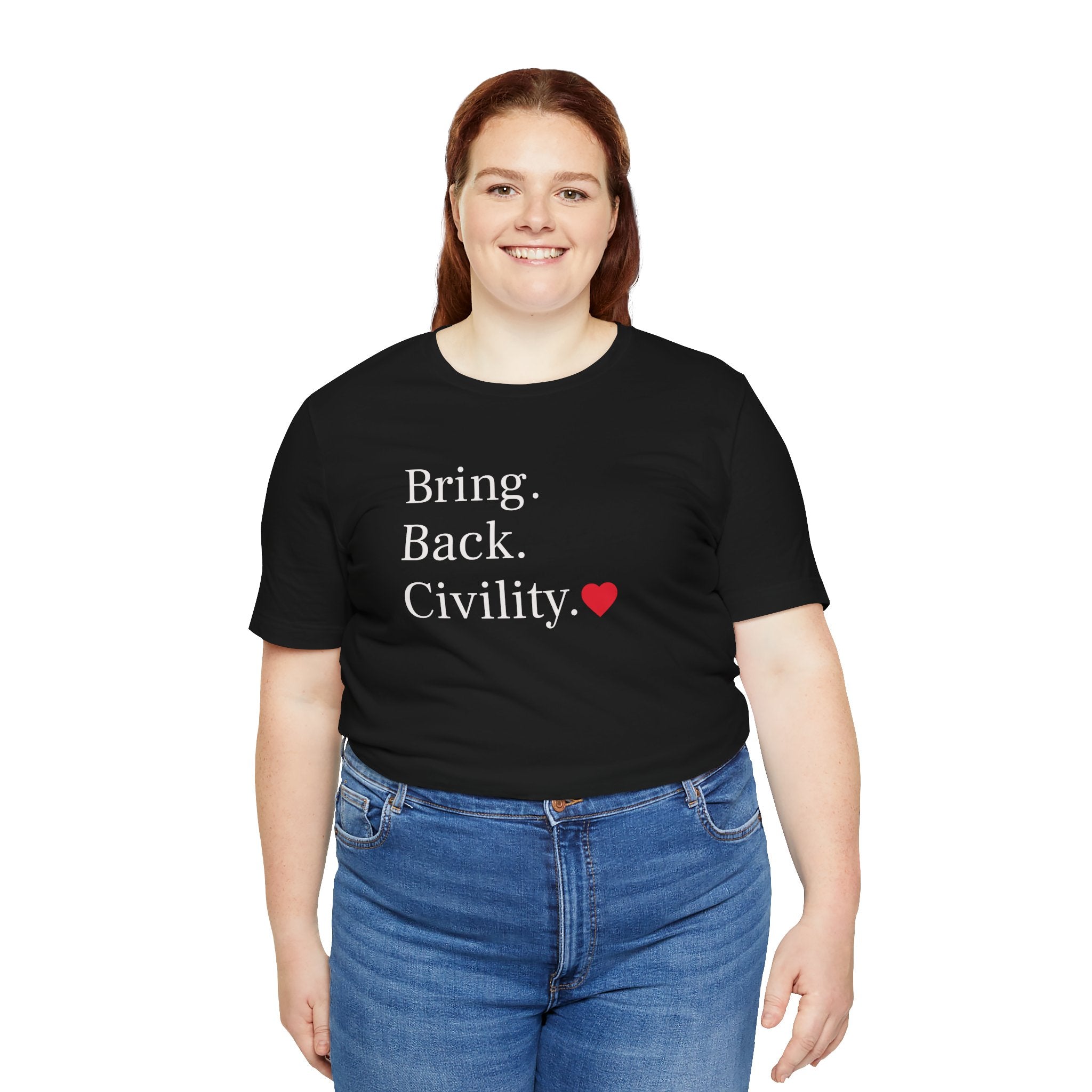 Bring Back Civility Info Tee - Unisex Jersey Short Sleeve Tee
