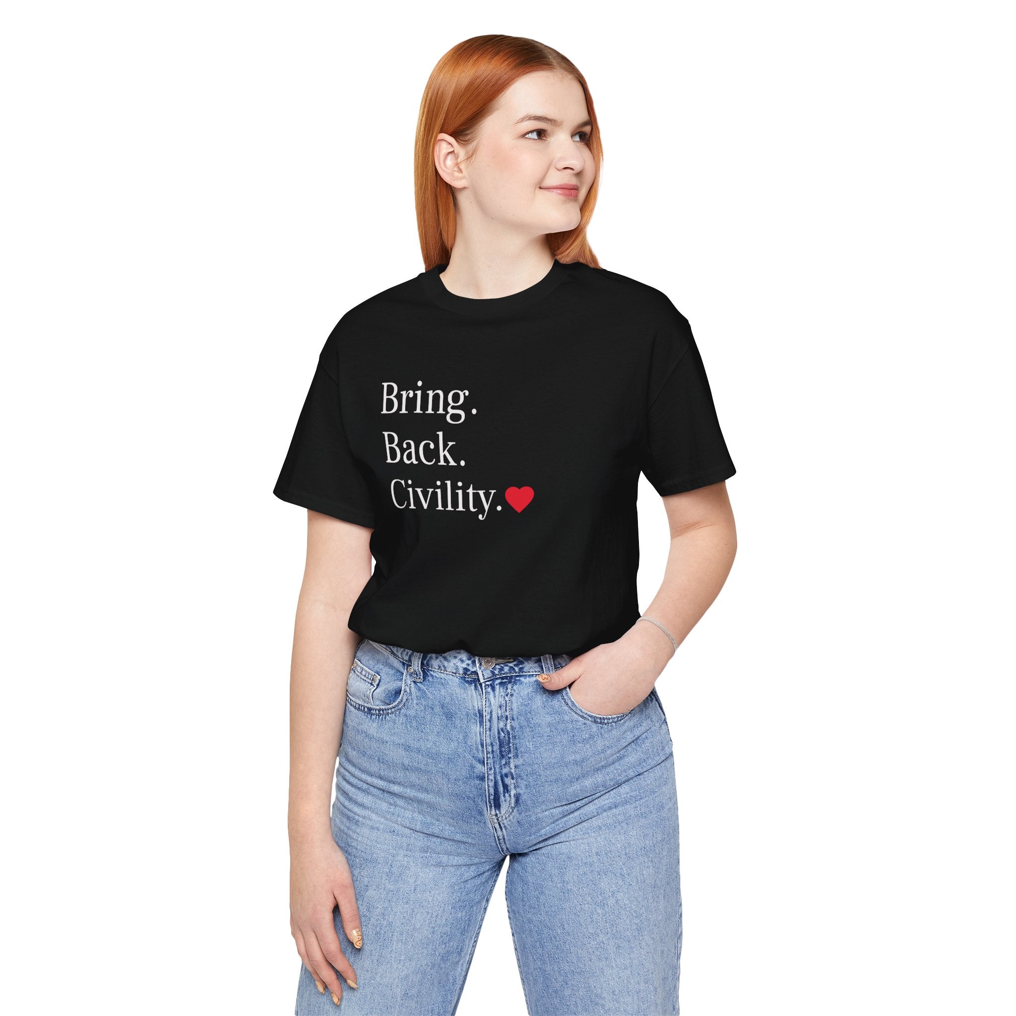Bring Back Civility Info Tee - Unisex Jersey Short Sleeve Tee
