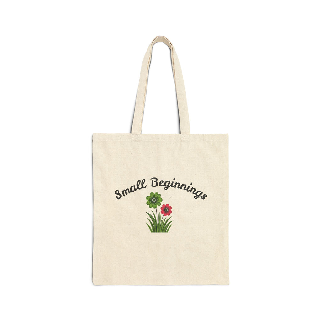 "Small Beginnings" Floral Cotton Canvas Market Tote