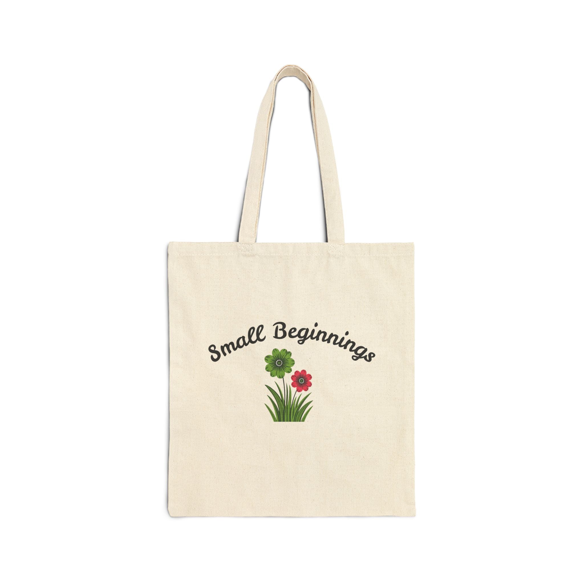 "Small Beginnings" Floral Cotton Canvas Market Tote